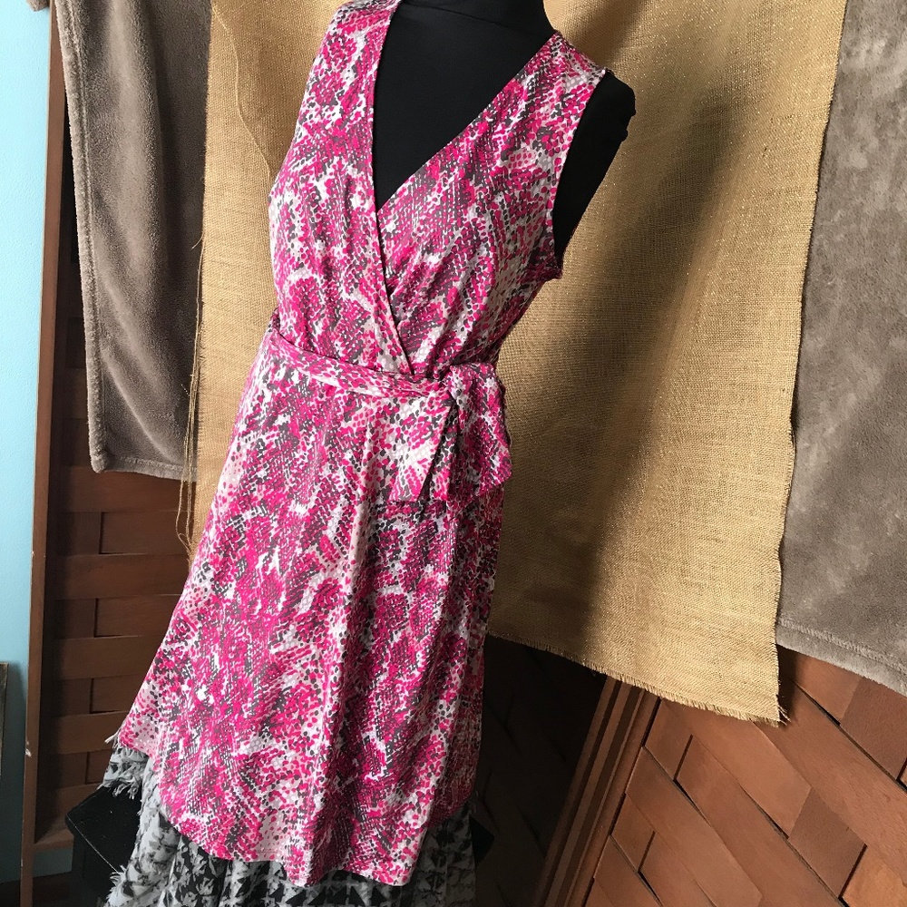 INC Snakeskin Print Wrap Midi Dress